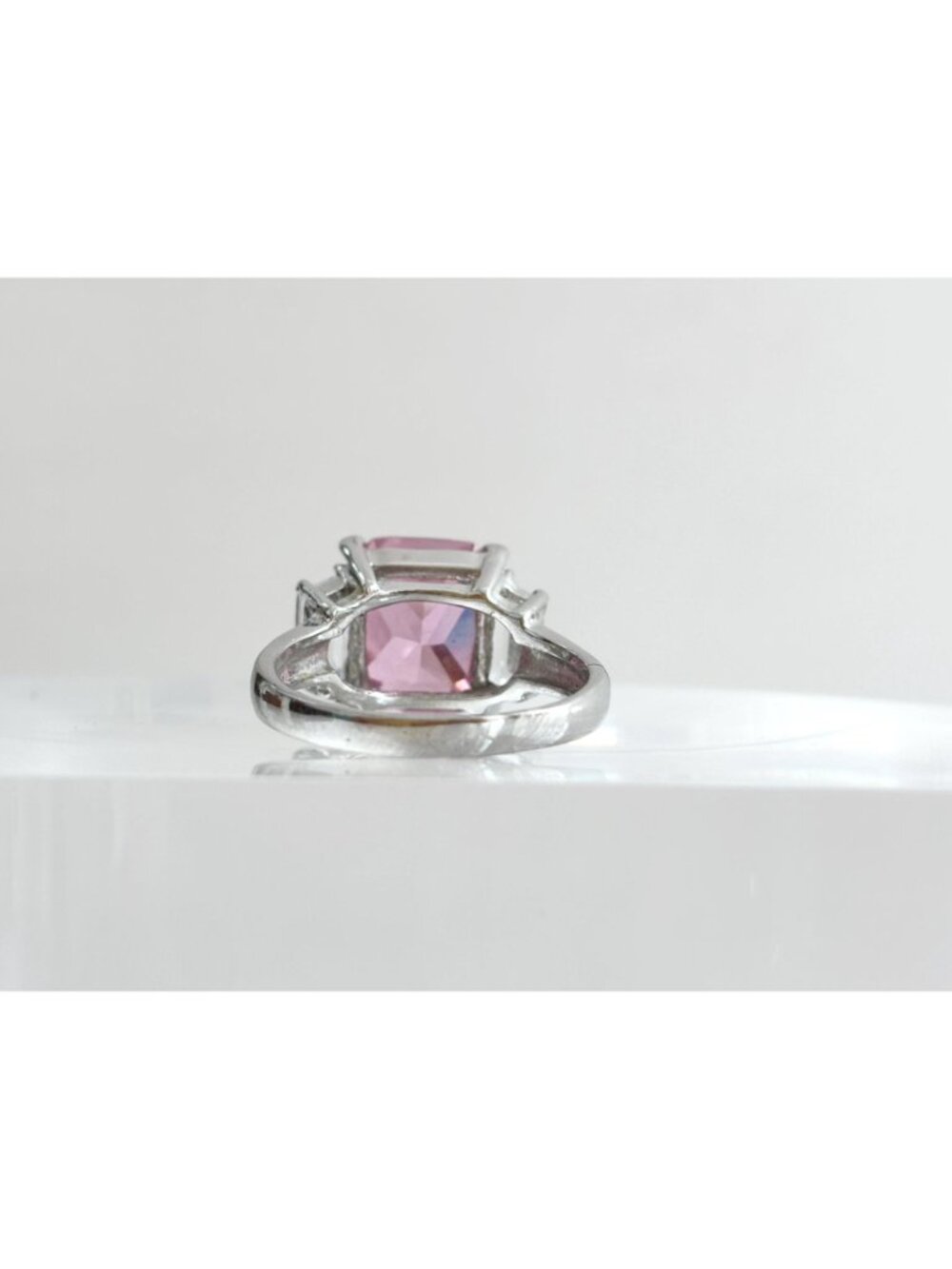 Pink Topaz & CZ Accented Gemstone Sterling Silver 925 Vintage Ring - sz 8.5 - Picture 5 of 15